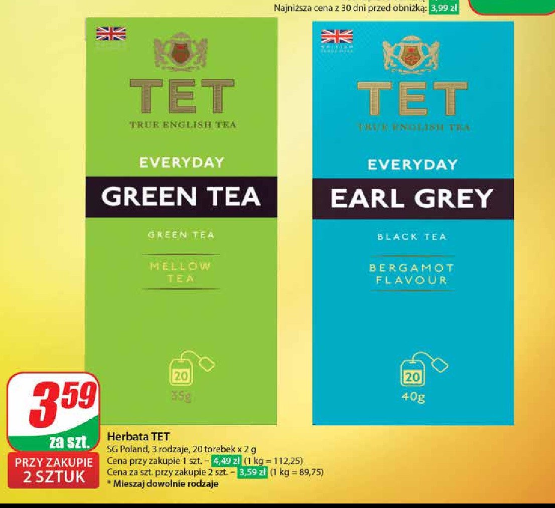 Herbata earl grey bergamot TETLEY EVERYDAY promocja