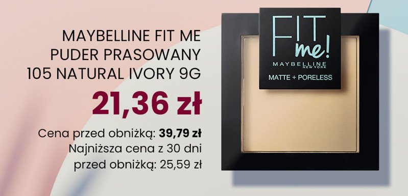 Puder do twarzy 105 natural ivory Maybelline fit me! promocja