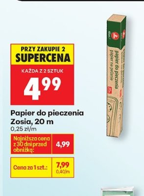 Papier do pieczenia Zosia, 20 m promocja w Biedronka