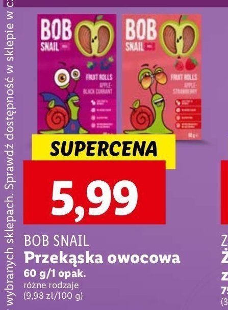 Przekąska jabłko - czarna porzeczka Bob snail promocja