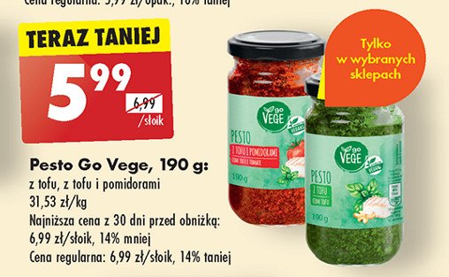 Pesto z tofu i pomidorami Govege promocja