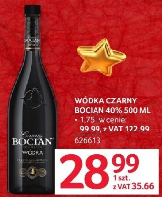 Wódka Czarny Bocian 40% 500 ML 1,75 l w cenie: 99,99 z VAT 122,99 promocja w Selgros