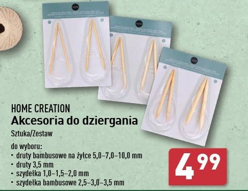 Szydełka bambusowe Home creation promocja w Aldi