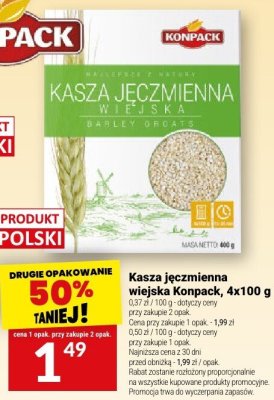 Kasza jęczmienna wiejska Konpack, 4x100 g promocja w Twój Market