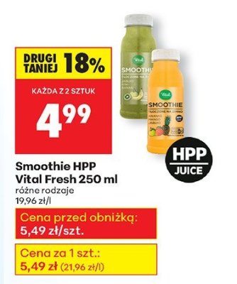 Smoothie HPP różne rodzaje promocja w Biedronka