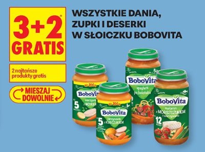 Wszystkie dania, zupki i deserki w słoiczku Bobovita promocja w Biedronka