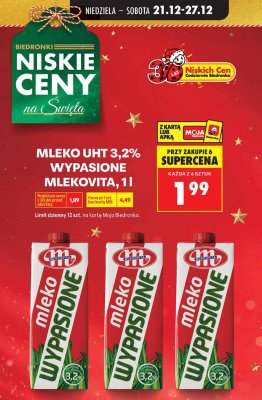 Mleko UHT 3,2% wypasione, 1 l promocja w Biedronka