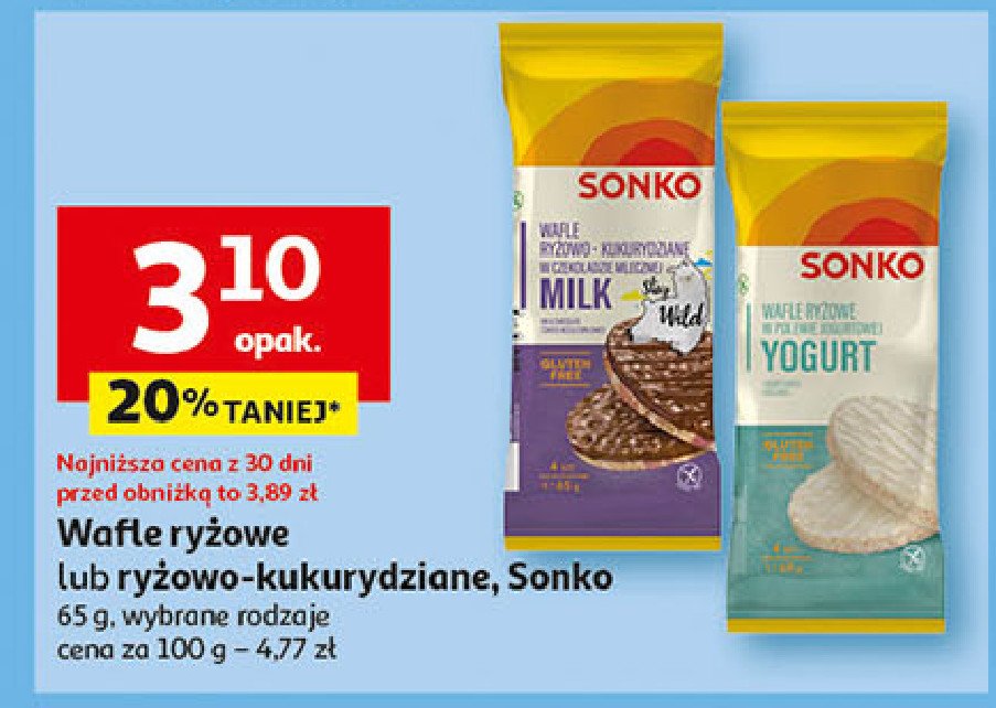 Wafle ryżowe w czekoladzie mlecznej Sonko promocja