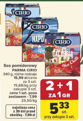Sos pomidorowy PARMA CIRIO różne rodzaje 340g promocja w Carrefour Market
