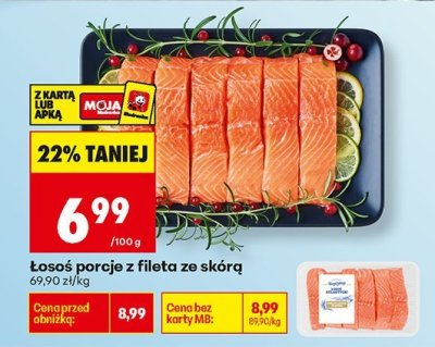 Łosoś porcje z fileta ze skórą promocja w Biedronka