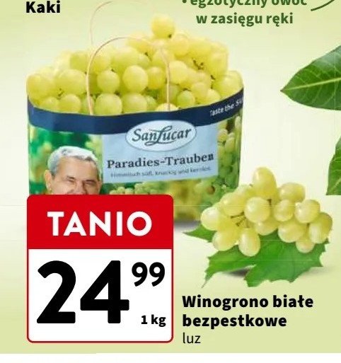 Winogrona białe bezpestkowe Sanlucar promocja w Intermarche