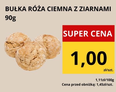 Bułka róża ciemna z ziarnami 90g promocja w Supeco