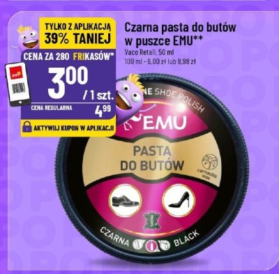 Czarna pasta do butów w puszce EMU promocja w POLOmarket