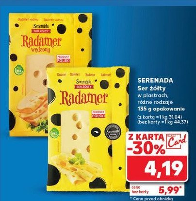 Ser radamer wędzony w plastrach Serenada promocja