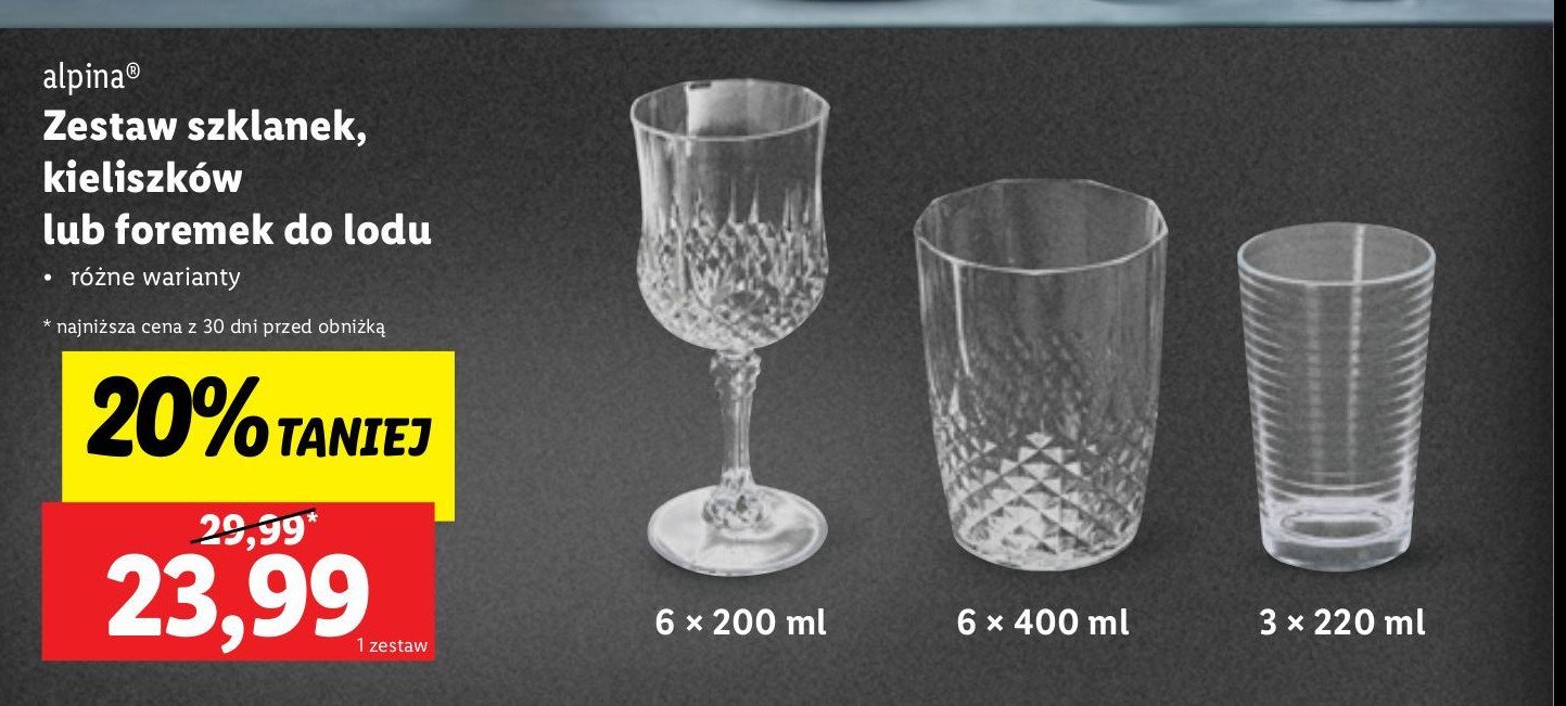 Szklanki 320 ml Alpina(lidl) promocja w Lidl