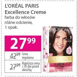 Farba do włosów 3 ciemny brąz L'oreal excellence creme promocja