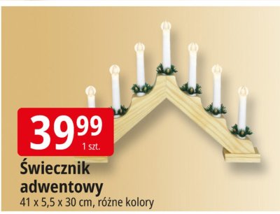 Świecznik adwentowy 41 x 5,5 x 30 cm, różne kolory promocja w Leclerc