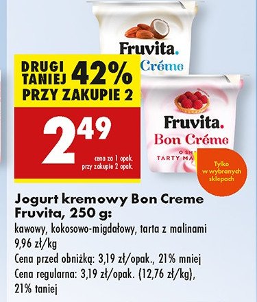 Jogurt kokosowo-migdałowy Fruvita bon creme promocja