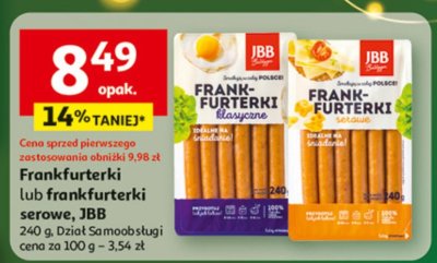 Parówki Frankfurterki lub frankfurterki serowe, JBB promocja w Auchan