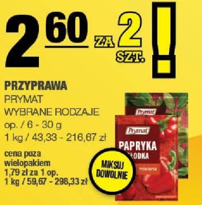 Przyprawa Prymat wybrane rodzaje promocja w SPAR