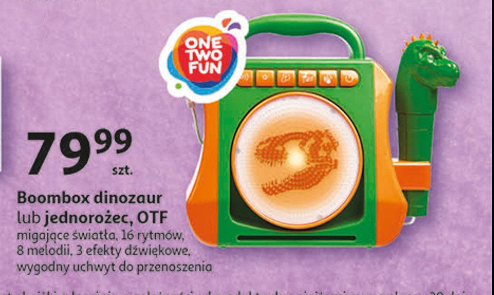 Boombox dinozaur One two fun promocja