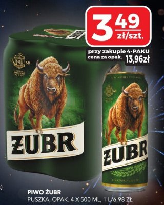 Piwo Żubr puszka opak 4 promocja w Top Market
