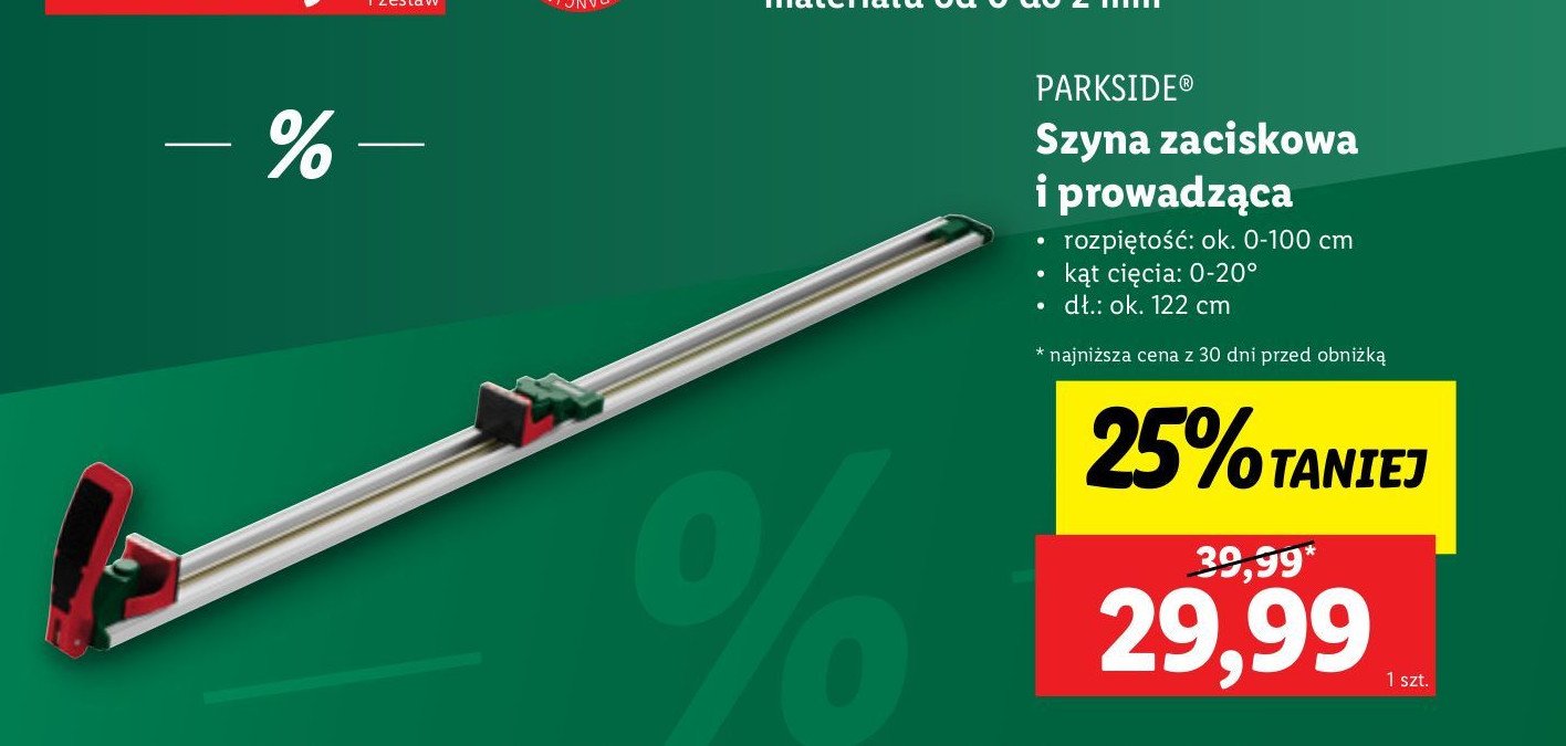 Szyna zaciskowa 122 cm Parkside promocja w Lidl