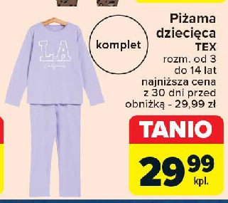 Piżama dziecięca 3-14 lat Tex promocja w Carrefour Market