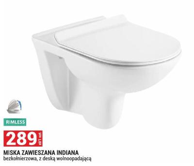 Miska zawieszona Indiana bezkołnierzowa, z deską wolnoopadającą promocja w Merkury Market