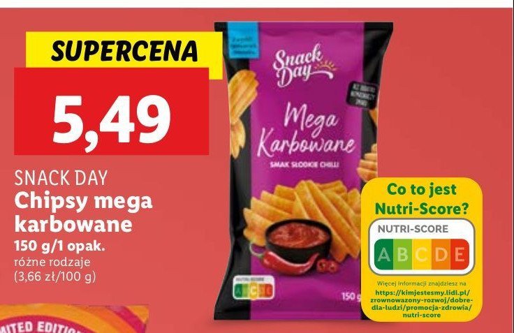 Chipsy karbowane słodkie chilli Snack day promocja