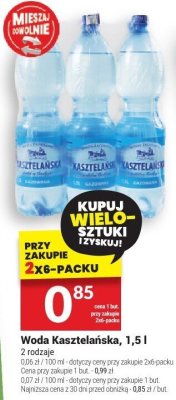 Woda Kasztelańska 1,5l - 2 rodzaje promocja w Twój Market
