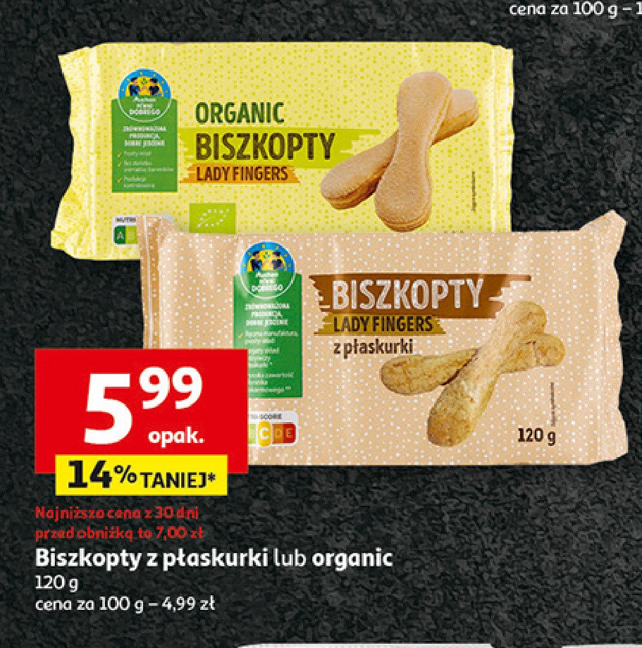 Biszkopty z płaskurki Auchan pewni dobrego promocja w Auchan