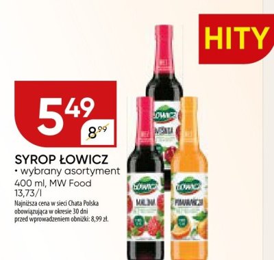 Syrop Łowicz MW Food promocja w Chata Polska
