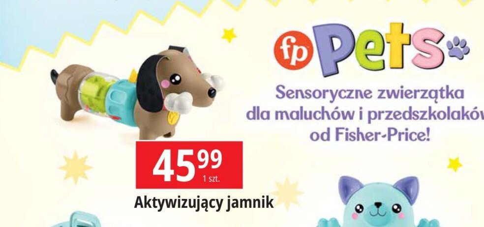 Zabawka sensoryczna aktywizujący jamnik Fisher-price promocja w Leclerc