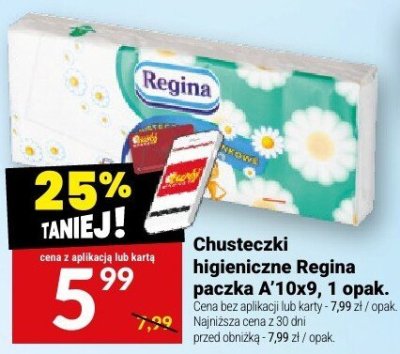 Chusteczki higieniczne Regina paczka A 10x9 promocja w Twój Market