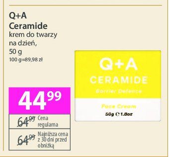 Krem ochronny do twarzy Q+a ceramide promocja