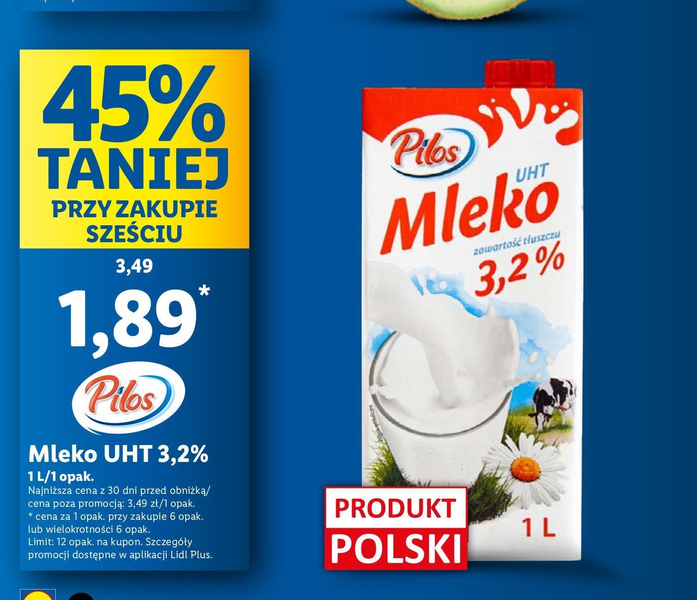 Mleko 3.2% PILOS ŁYK promocja