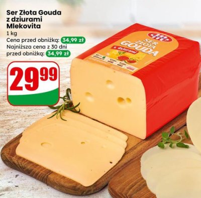 Ser Złota Gouda z dziurami Mlekovita promocja w Dino