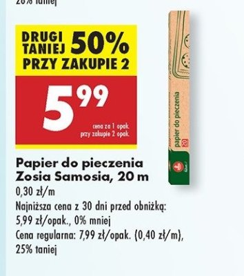 Papier do pieczenia 20 m Zosia samosia promocja
