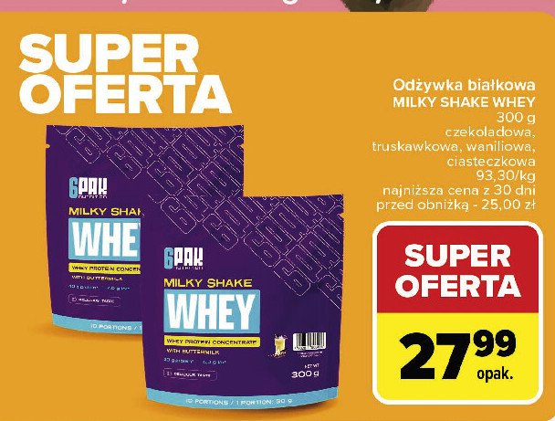 Odżywka białkowa waniliowa Whey milky shake promocja w Carrefour