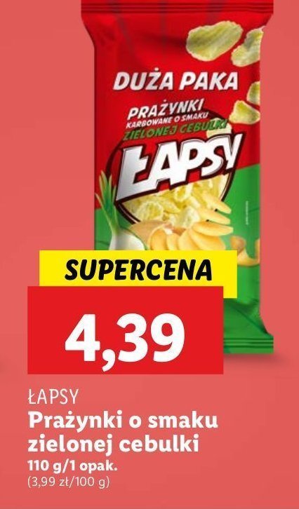 Prażynki zielona cebulka Łapsy promocja w Lidl