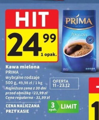 Kawa mielona PRIMA wybrane rodzaje promocja w Intermarche