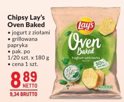 Chipsy Lay's Oven Baked jogurt z ziołami, grillowana papryka promocja w Makro