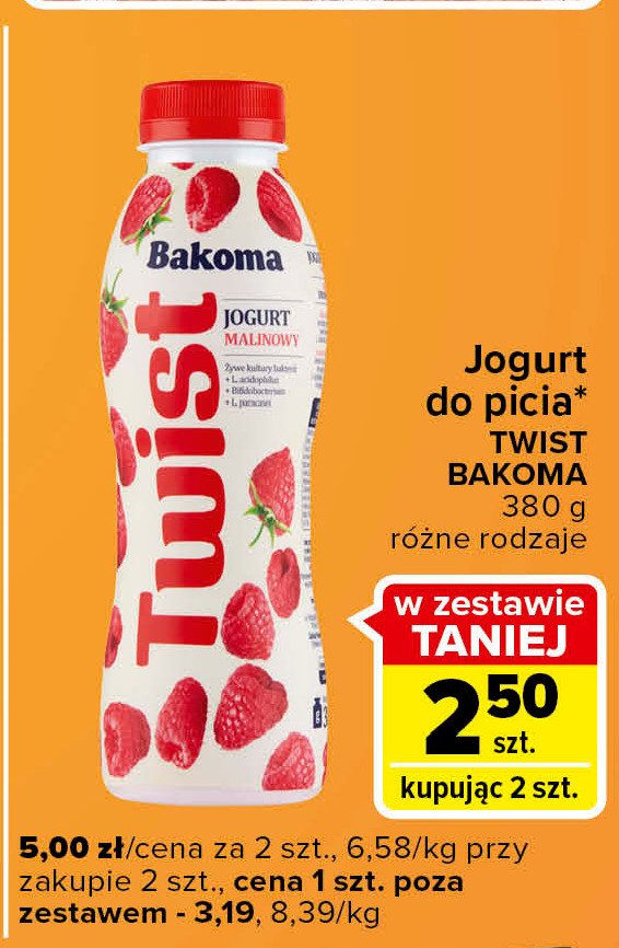 Jogurt malina Bakoma twist promocje