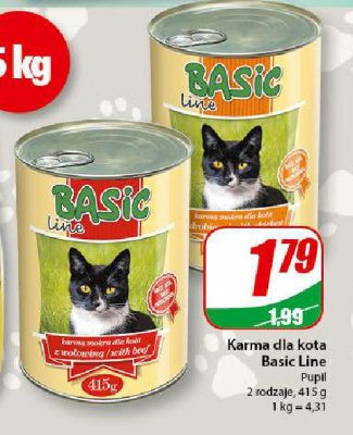 Karma dla kota z wołowiną Basic line promocja