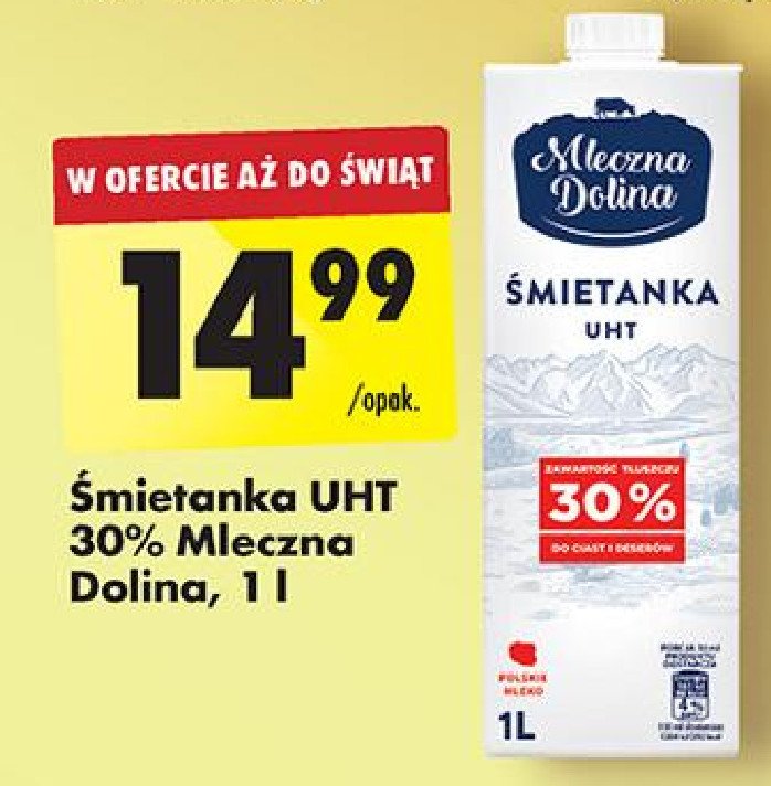 Śmietanka 30% Mleczna dolina promocja w Biedronka