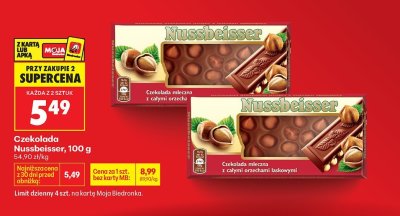Czekolada mleczna z całymi orzechami 100g promocja w Biedronka