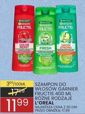 Szampon do włosów Garnier Fructis 400 ml różne rodzaje promocja w Wafelek