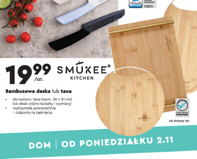Deska bambusowa prostokątna 33 x 23 cm Smukee kitchen promocja