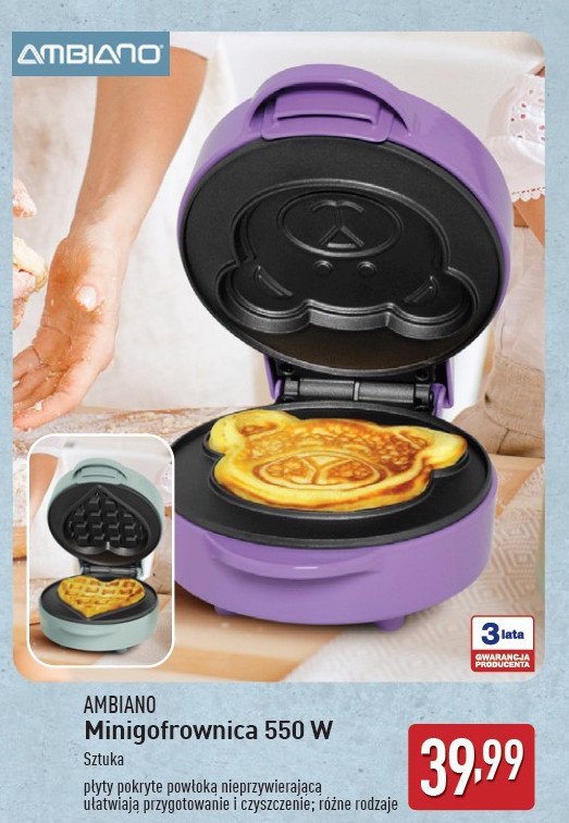 Gofrownica mini w kształcie misia 550 w AMBIANO promocja